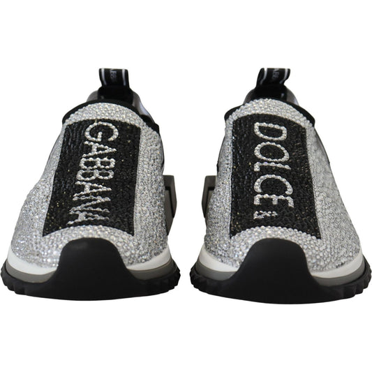 Dolce & Gabbana Sparkling Silver Rhinestone Sneakers Dolce & Gabbana Gray
