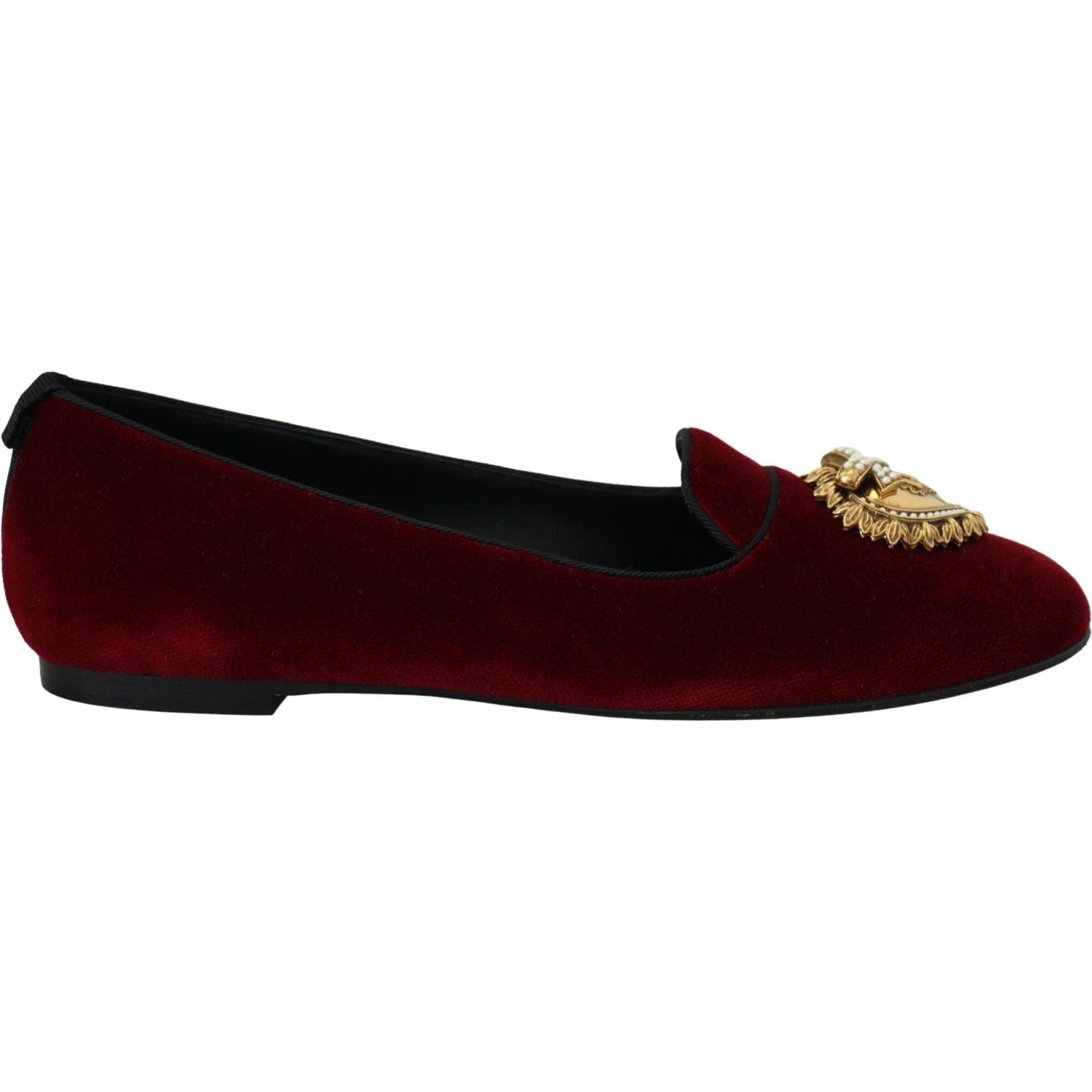 Dolce & Gabbana Bordeaux Velvet Slip-On Loafers Flats Shoes