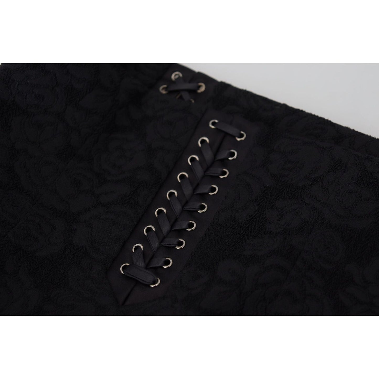 Dolce & Gabbana Black Brocade Mini Above Knee Pencil Skirt Dolce & Gabbana