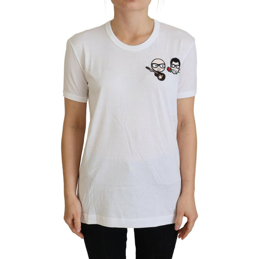 Dolce & Gabbana Elegant White Crewneck Cotton T-Shirt Dolce & Gabbana Gray