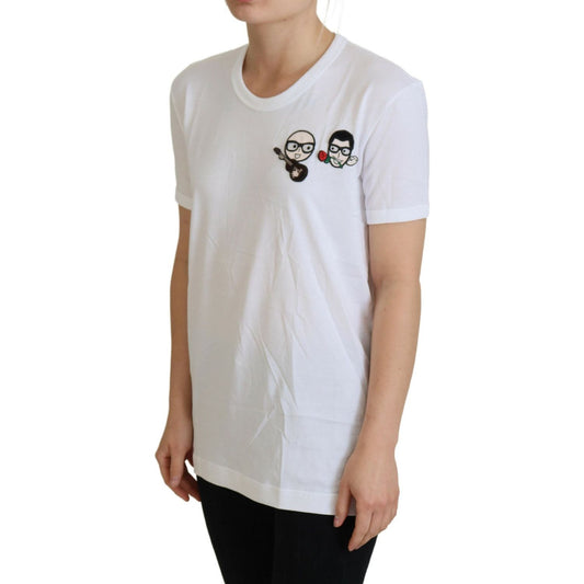 Dolce & Gabbana Elegant White Crewneck Cotton T-Shirt Dolce & Gabbana Gray