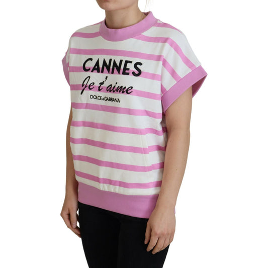 Dolce & Gabbana Exclusive Striped Cotton Crew Neck Tee Dolce & Gabbana Rosy Brown