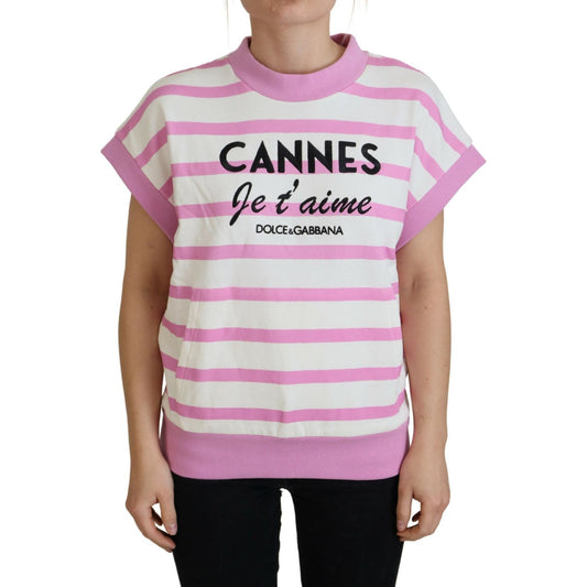 Dolce & Gabbana Exclusive Striped Cotton Crew Neck Tee Dolce & Gabbana Gray