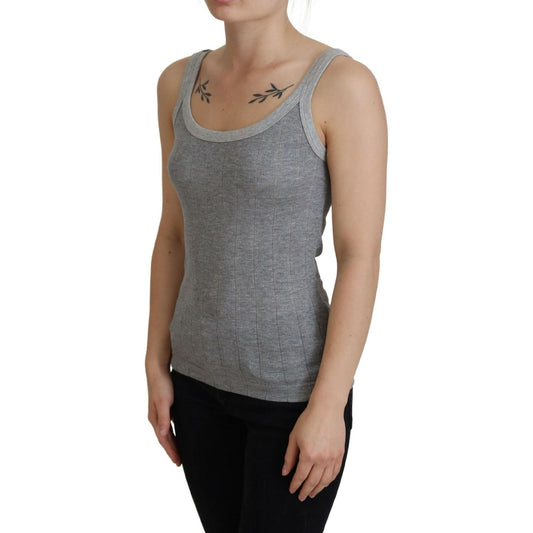 Dolce & Gabbana Chic Gray Sleeveless Modal-Cotton Top Dolce & Gabbana Dim Gray