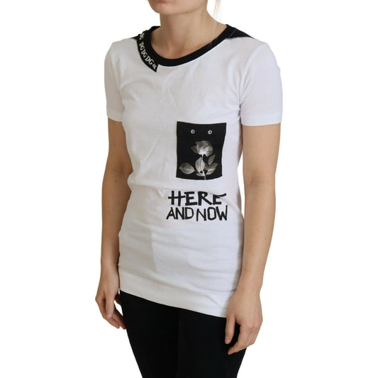 Dolce & Gabbana Chic Monochrome 'Here and Now' Cotton Tee Dolce & Gabbana Gray
