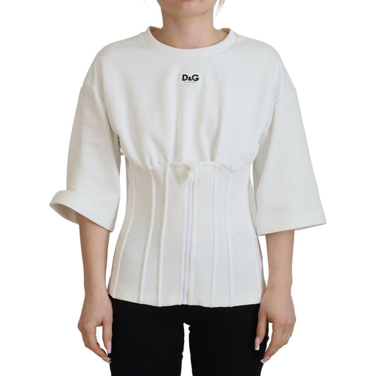 Dolce & Gabbana Elegant Corset Top T-Shirt Blouse Dolce & Gabbana Light Gray