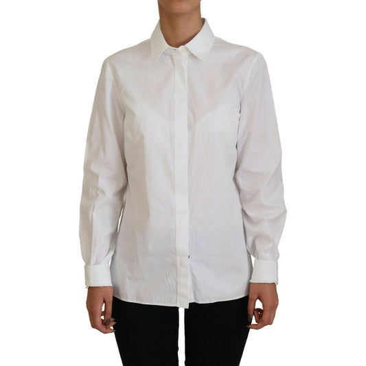 Dolce & Gabbana Elegant White Cotton Button-Up Top Dolce & Gabbana Gray