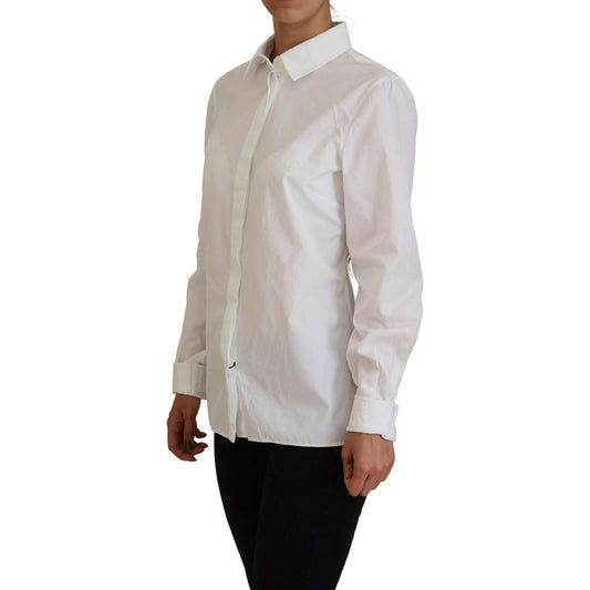 Dolce & Gabbana Elegant White Cotton Button-Up Top Dolce & Gabbana Gray