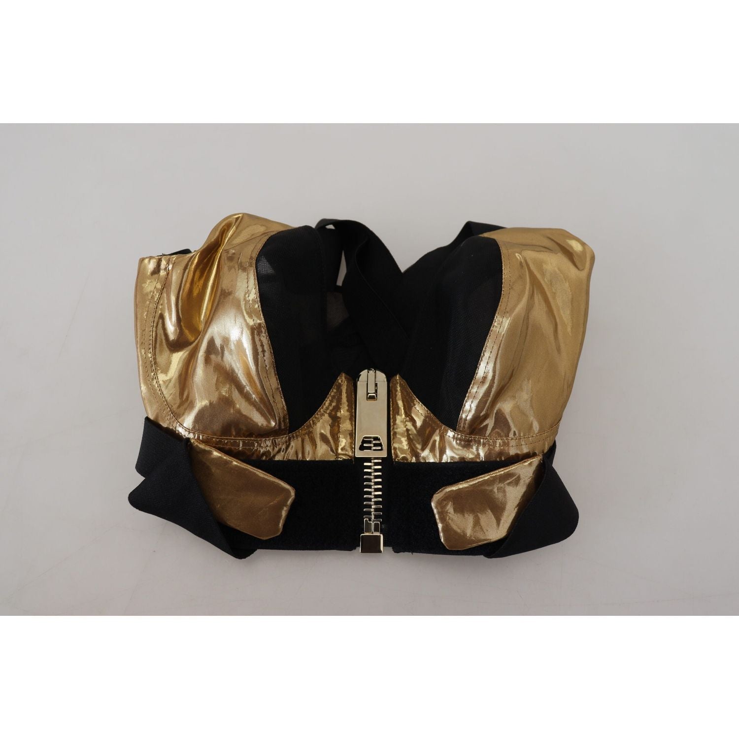 Dolce & Gabbana Black Gold Sleeveless Cropped Bustier Top