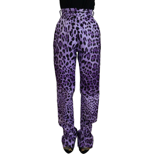 Dolce & Gabbana Elegant High Waist Straight Purple Pants Dolce & Gabbana Dark Slate Gray