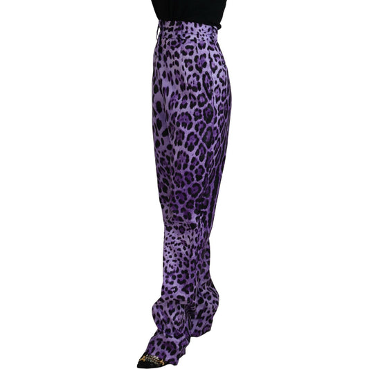 Dolce & Gabbana Elegant High Waist Straight Purple Pants Dolce & Gabbana Dark Slate Gray