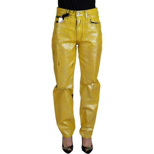 Dolce & Gabbana Chic High Waist Straight Jeans in Vibrant Yellow Dolce & Gabbana Dark Goldenrod
