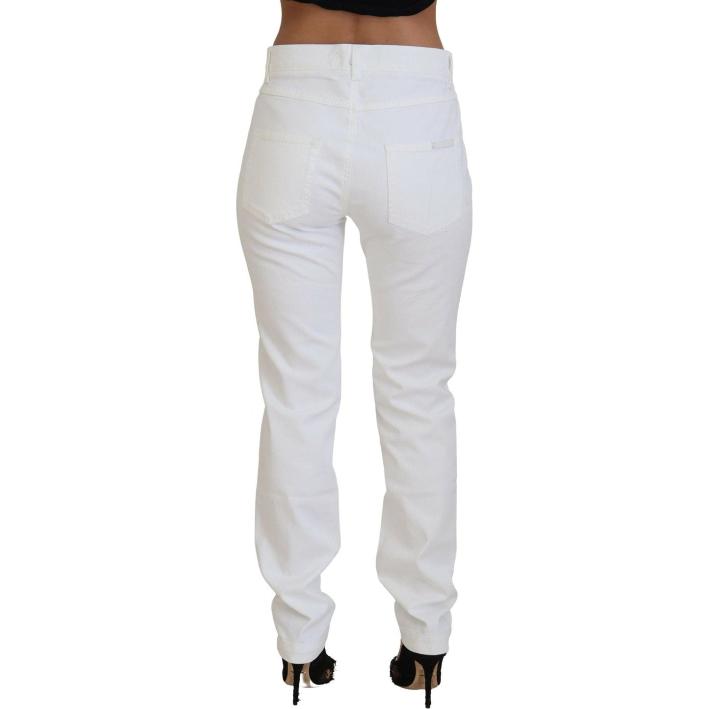 Dolce & Gabbana White Floral Embroidery Skinny Denim Jeans PAN74207- 42