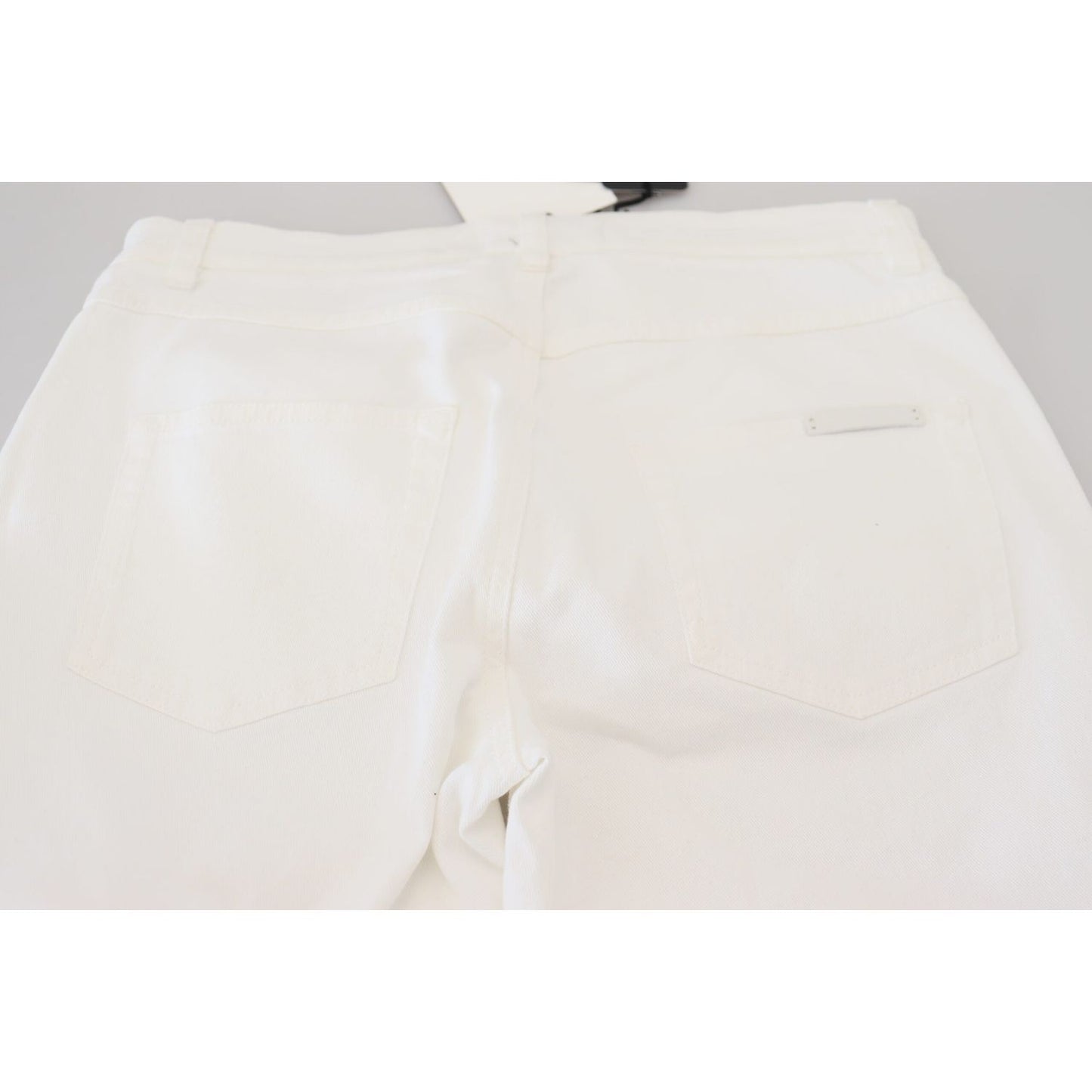 Dolce & Gabbana White Floral Embroidery Skinny Denim Jeans PAN74207- 42