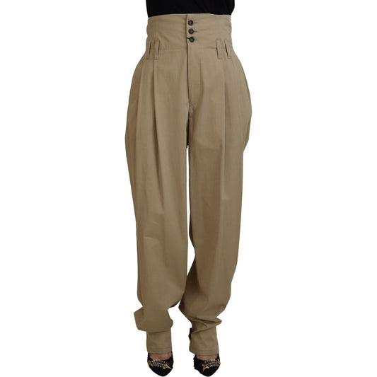 Dolce & Gabbana Elegant High Waist Tapered Trousers Dolce & Gabbana Dim Gray