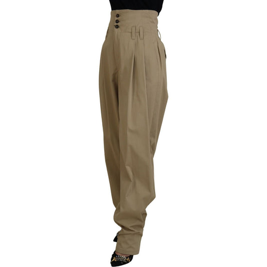 Dolce & Gabbana Elegant High Waist Tapered Trousers Dolce & Gabbana Dim Gray