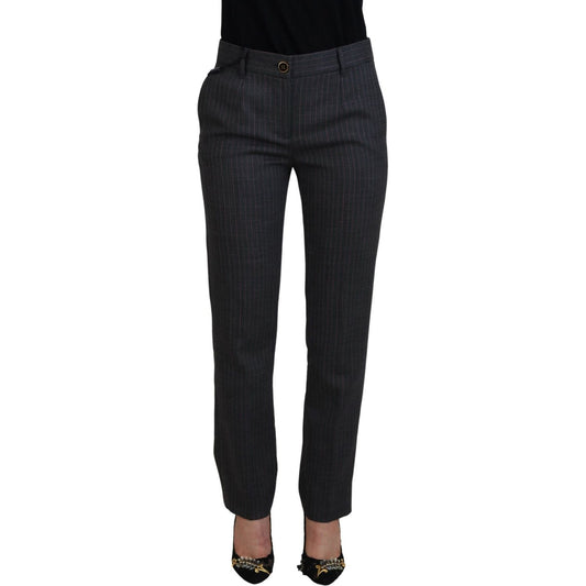 Dolce & Gabbana Elegant Gray Striped Tapered Pants Dolce & Gabbana Black