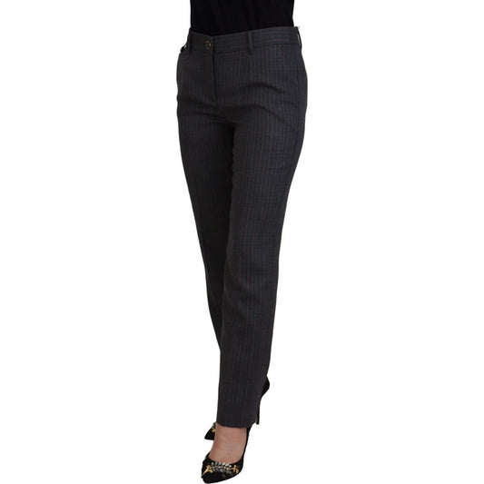 Dolce & Gabbana Elegant Gray Striped Tapered Pants Dolce & Gabbana Black