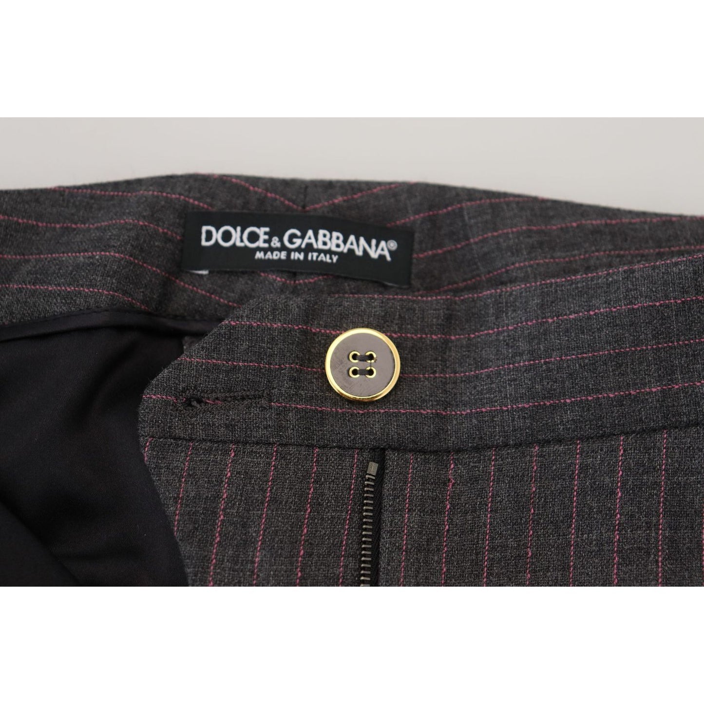 Dolce & Gabbana Gray Stripes Wool Tapered Women Pants