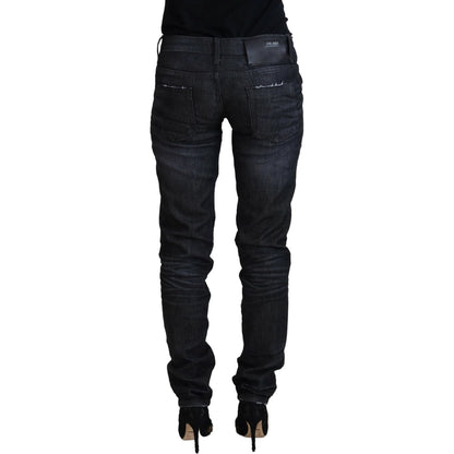 Acht Black Cotton Low Waist Slim Fit Women Casual Denim Jeans