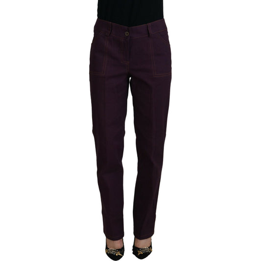 BENCIVENGA Elegant Tapered Purple Cotton Pants BENCIVENGA Black