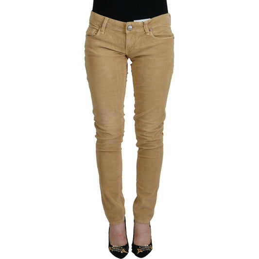 Acht Chic Brown Low Waist Skinny Corduroy Pants Acht Dim Gray