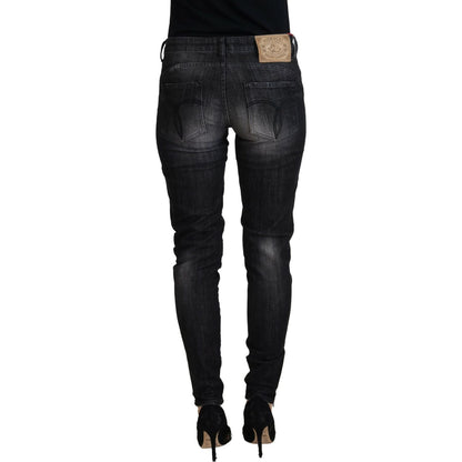 Fiorucci Black Cotton Low Waist Skinny Women Casual Jeans