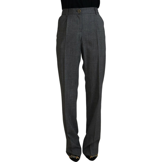 Dolce & Gabbana High-Waist Plaid Virgin Wool Pants Dolce & Gabbana Dark Slate Gray