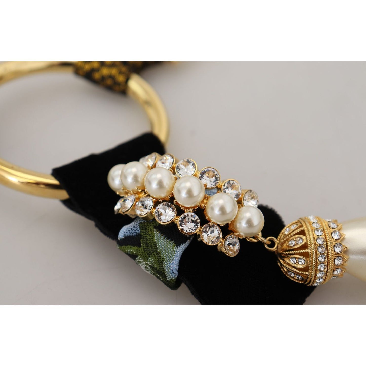 Dolce & Gabbana Elegant Gold Brass Pearl Statement Necklace Necklace Dolce & Gabbana Gray