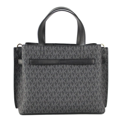 Michael Kors Emilia Small Black Signature PVC Satchel Crossbody Handbag Purse