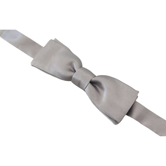 Dolce & Gabbana Elegant Gray Silk Bow Tie Dolce & Gabbana Dark Gray