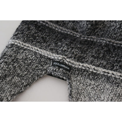 Dolce & Gabbana Gray Warm Fleece Ear Flaps Knit Beanie Hat