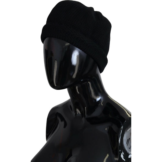 Dolce & Gabbana Elegant Black Virgin Wool Beanie Hat Dolce & Gabbana Black