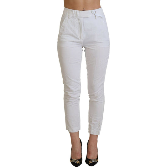 Dondup Elegant High Waist Tapered White Pants Dondup Gray