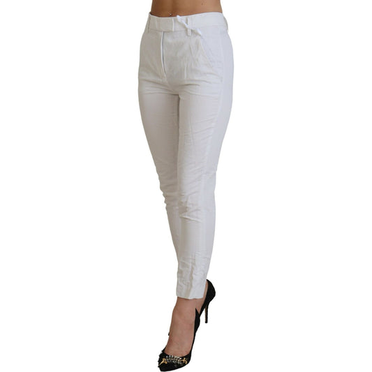 Dondup Elegant High Waist Tapered White Pants Dondup Gray