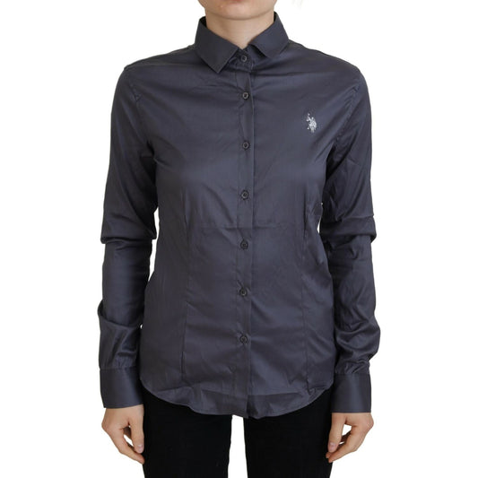 U.S. POLO ASSN. Elegant Gray Long Sleeve Polo Top U.S. POLO ASSN. Dark Slate Gray