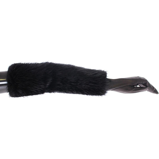 Dolce & Gabbana Elegant Elbow-Length Beaver Fur Gloves Dolce & Gabbana Black