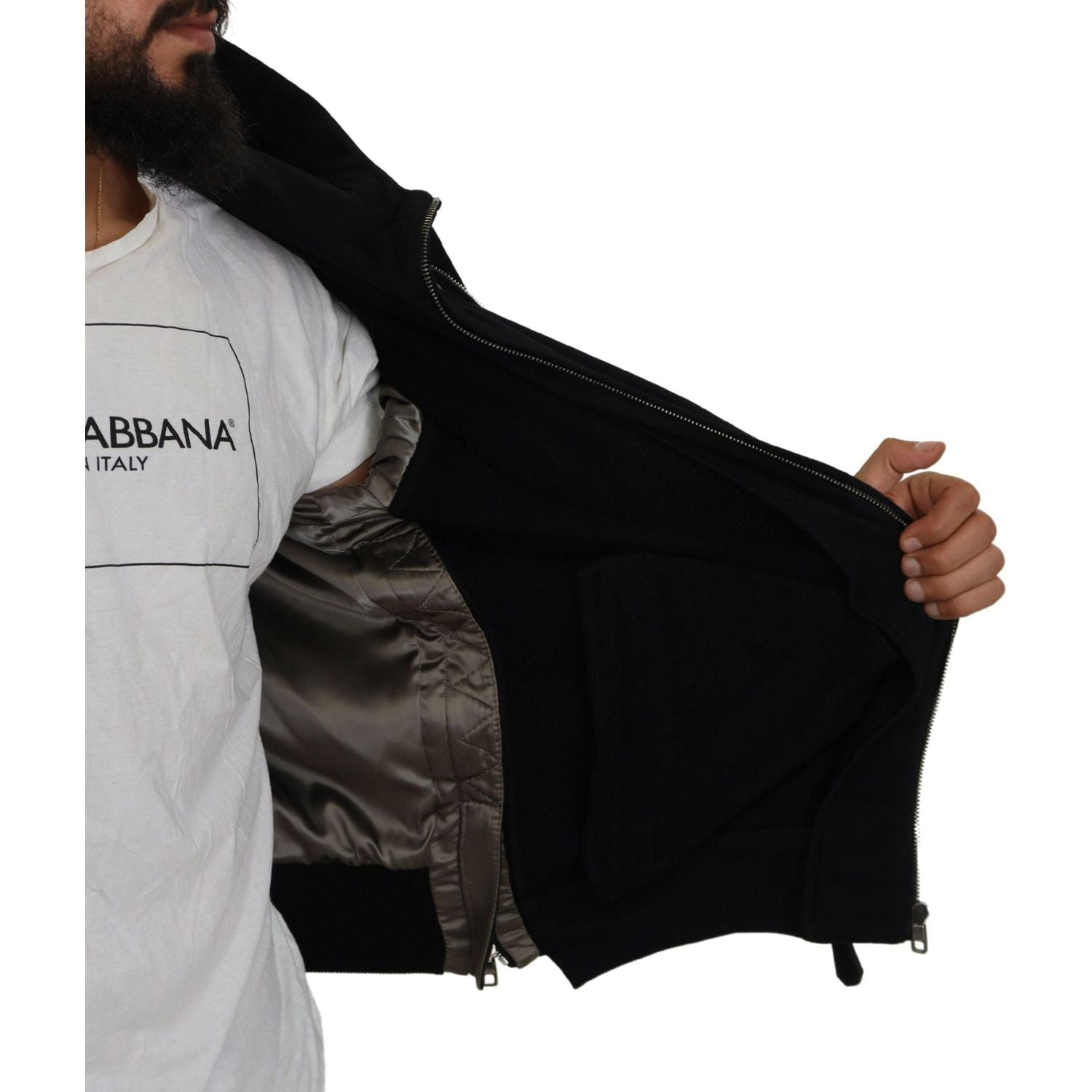 时尚黑色连帽飞行员夹克