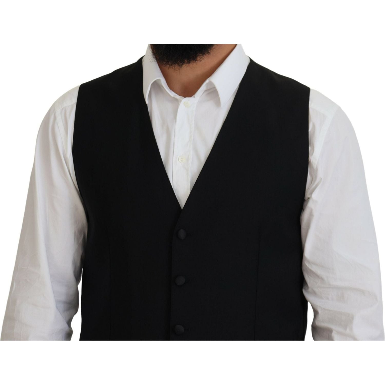Dolce & Gabbana Black Virgin Wool Waistcoat Formal Vest