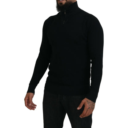 Dolce & Gabbana Black Silk Turtle Neck Pullover Sweater