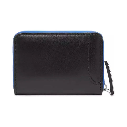 Marcelo Burlon Sleek Black Leather Card Holder with Blue Accents Marcelo Burlon Dark Slate Gray