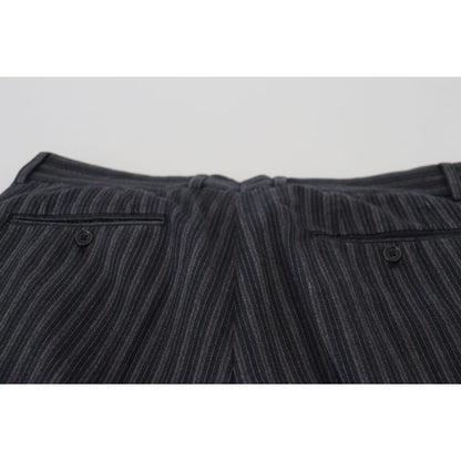 Dolce & Gabbana Dark Gray Stripes Chino Dress Pants