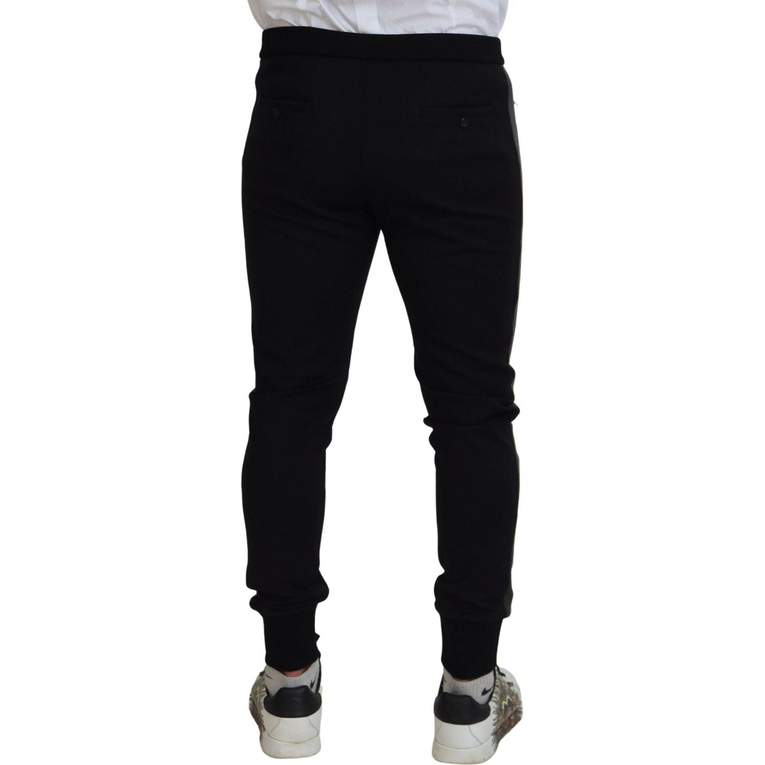 Dolce & Gabbana Black Wool Horseshoe Jogger Pants