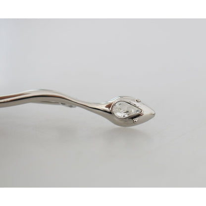Dolce & Gabbana Silver Brass Crystal Spilla Serpente Mens Brooch Pin Brooch