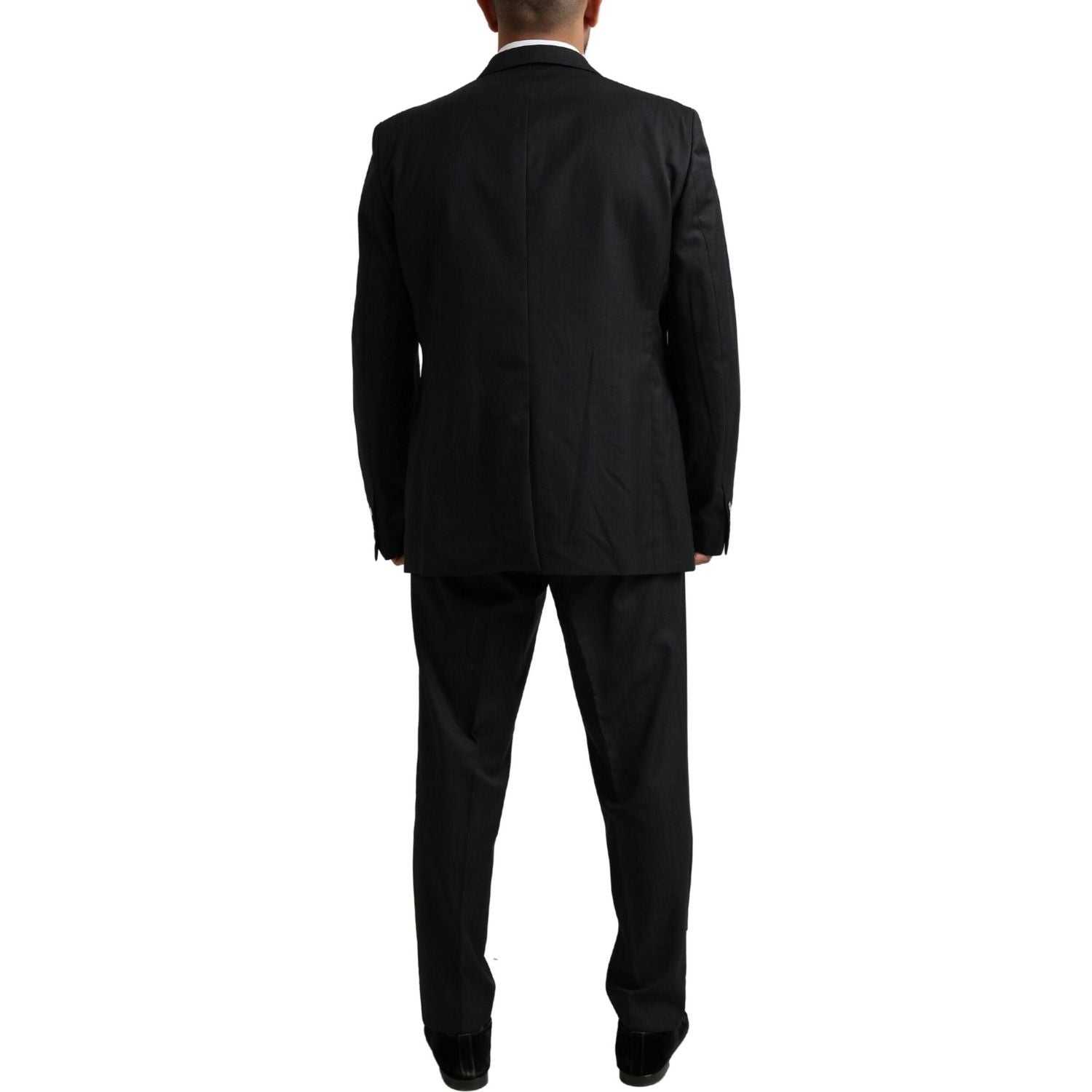 优雅黑色纯羊毛马提尼西装