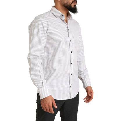 Dolce & Gabbana White MARTINI Cotton Stripe Dress Formal Shirt