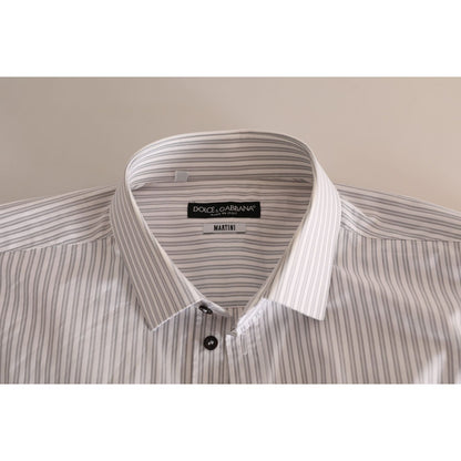 Dolce & Gabbana White MARTINI Cotton Stripe Dress Formal Shirt