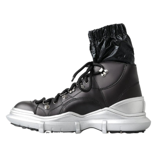 Dolce & Gabbana Black High Top Sneaker Bootie Dolce & Gabbana Light Gray