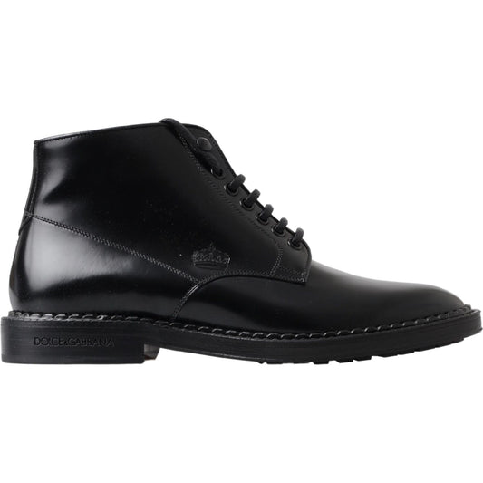 Dolce & Gabbana Elegant Black Leather Men's Boots Dolce & Gabbana Black