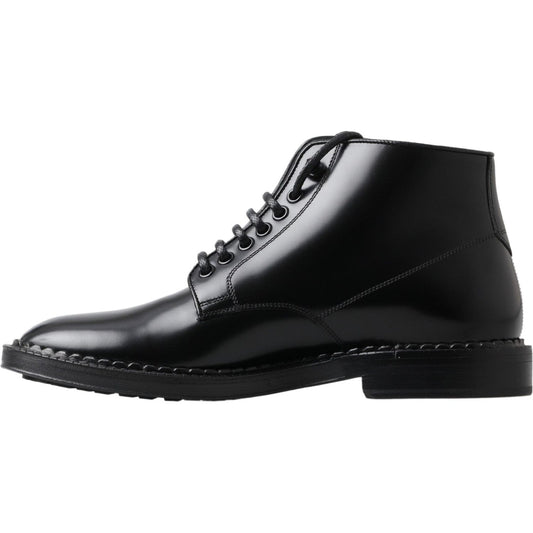 Dolce & Gabbana Elegant Black Leather Men's Boots Dolce & Gabbana Black